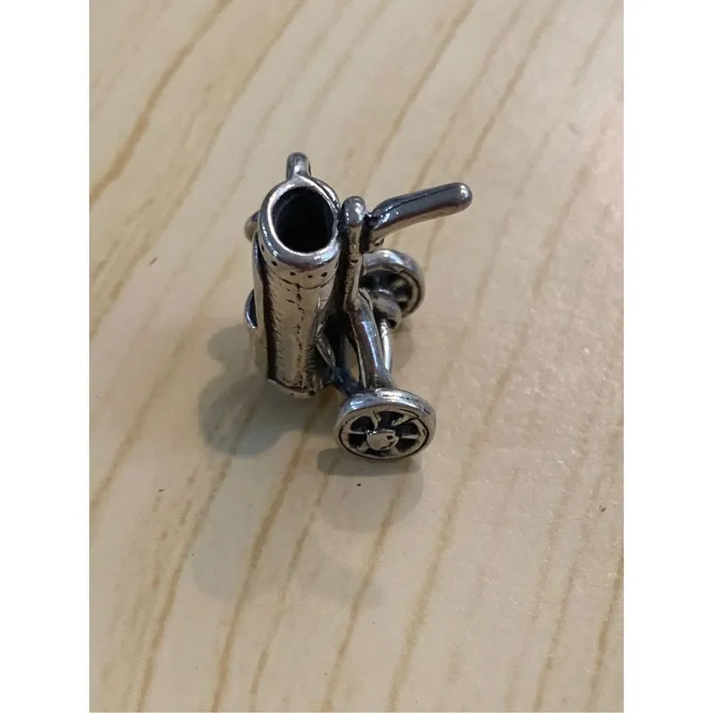 Golf Bag on Wheels Sterling Silver Jewelry Charm #golf #golf game
